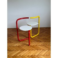 1 Von 2 Meblo Design Stühle/Metall Klappstühle Rot Ruen Space Age Mid Century Modern Gelbe Vintage Pop Art Stil von RetroExYu