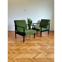 1 Von 3 Antiken Holzsessel/Mid Century Grüner Akzent Sessel Polstersessel Jugoslawien 1960Er Jahre von RetroExYu