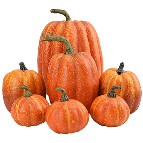RetroFun Halloween Kürbisse Dekoration Set, 7PCS Simulation Kürbis Modell Künstliche Kürbis Dekoration Thanksgiving Herbst Ernte Home Tischdekoration von RetroFun