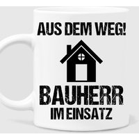 Aus Dem Weg Bauherr Im Einsatz 2021 Bauherren Einweihungsfeier Baustelle Richtfest Häuslebauer Geschenk Lustige Tasse von RetroInvention