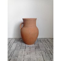 Alte Rote Tonvase, Alte Keramikvase, Rustikaler Topf, Wabi Sabi Gefäß, Primitive Tonvase von RetroKitchenGoods