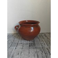 Alter Tontopf, Rustikale Vase, Vintage Rustikaler Volkstopf, Wabi Sabi Gefäß von RetroKitchenGoods