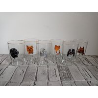 Vintage Hunde Portrait Gläser - 6Er Set Bohemian Drink von RetroKitchenGoods