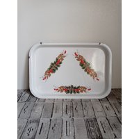 Vintage Weiße Emaille Tablett Rustikale Bauernhaus Küche Dekor von RetroKitchenGoods
