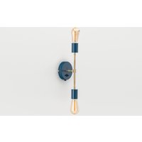 Liam Wandleuchte Marineblau Unterputz Ein/Aus Schalter Mid Century Rohmessing von RetroLightStore