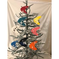 Set Von 4 Oder 8 Weihnachtsanhänger Mid Century Modern Style Acryl Bumerang, Starburst, Retro, Abstrakt von RetroModDesignCo
