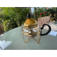 Glas-Teekanne Tee Und Wasser Teesieb Messingfuß Vintage von RetroRauschen