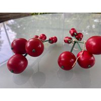 Sechs Pendelleuchten~Pendelkerzenhalter~Kerzenhalter~ Baumschmuck~Balance Kerzenhalter~ Kugel Apfelpendel Rot Holz Schweden von RetroRauschen