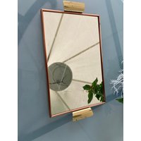 Vintage Tablett Spiegel 60Er Spiegeltablett Messing Kupfer 50Er Vintage Midcentury von RetroRauschen