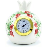 Kleine Granatapfel Uhr, Tischuhr, Weißkeramik Regal Retro Vintage-stil Verziert Keramik von RetroStyleCeramics