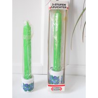 Großer 70Er Jahre Funny Design 3-stufen-Leuchter Mit Kerze in Ovp Vintage Kerzenhalter von RetroVagabonde