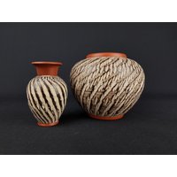 Set Von 2 Vintage Eckhardt Und Engler Keramlk Klinker Sgraffito Vasen West German Pottery 1950Er Jahre von RetroVases