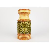 Vintage Bay Keramik Karamell Und Grüne Fat Lava Vase 558/15 West German Pottery 1970Er von RetroVases