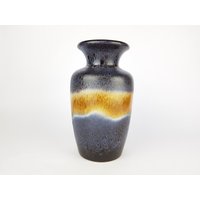Vintage Blau Und Braun Scheurich Keramik Fat Lava Vase 202 24 West German Pottery 1960S 1970S von RetroVases