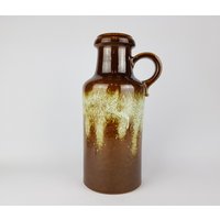 Vintage Scheurich Keramik Vase Braun Mit Grüner Fat Lava West German Pottery 407/35 1970Er von RetroVases