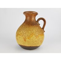 Vintage Scheurich Keramik Vase in Brauner Ockertönen 495-20 Mit Haro Dekor West German Pottery 1960Er 1970Er von RetroVases