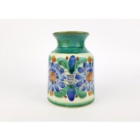 Vintage Grüne Allgauer Keramik Vase Handbemalte West German Pottery 1960-70S Fat Lava Ära von RetroVases