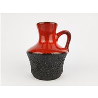 Vintage Schwarz Und Rot Jopeko Keramik Fat Lava Vase West German Pottery 1970Er Jahre von RetroVases