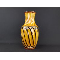 Carstens Tonnieshof Fat Lava Vase 1223-30 Ockerfarbene Vintage West German Pottery von RetroVases