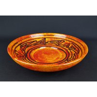 Vintage Orange-Schwarze Walter Gerhards Keramik Fat Lava Schale 713/31 West German Pottery 1960Er Jahre von RetroVases