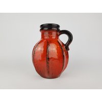 Vintage Rötlich Orange Carstens Keramik Fat Lava Vase Kürbis Stil 7837-15 West German Pottery 1970Er Jahre von RetroVases