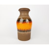 Vintage Scheurich Keramik Braun Und Orange Fat Lava Vase 523 18 West German Pottery 1970Er Jahre von RetroVases