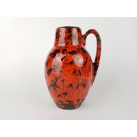 Vintage Scheurich Keramik Orange & Black Fat Lava Vase 414-16 West German Pottery 1970S von RetroVases