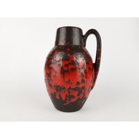 Vintage Scheurich Keramik Orange & Black Fat Lava Vase 414-16 West German Pottery 1970S von RetroVases