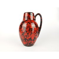 Vintage Scheurich Keramik Orange & Black Fat Lava Vase 414-16 West German Pottery 1970S von RetroVases