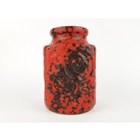 Vintage Scheurich Keramik Rot-Schwarze Fat Lava Vase 282 16 Mit Jura Dekor West German Pottery 1970Er Jahre von RetroVases