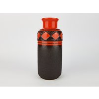 Vintage Schlossberg Keramik Braun Und Orange Vase West German Pottery 1960-70S Fat Lava Ära von RetroVases