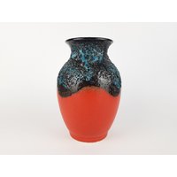 Vintage Ubelacker Rote Und Blaue Fat Lava Vase 1405 20 West German Pottery 1970Er Jahre von RetroVases