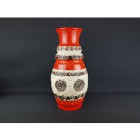 xxl Vintage Ubelacker | Ü-Keramik Fat Lava Beige Rot Und Orange Bodenvase 1401/50 West German Pottery 1960S 1970S von RetroVases