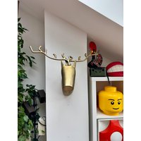 Gusseisen Hirschkopf Wandhalterung Mid-Century Trophäe von RetroVintageMunich