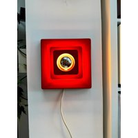 Vintage Hustadt Leuchten Pyramiden Wandleuchte 70Er Jahre Mid-Century Modern Space Age - Orangefarbene Metalllampe von RetroVintageMunich