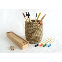 Korb Ø9x11cm Jute Stiftehalter Organizer Schreibtisch Utensilo Bad Küche Rustikal Versandbereit von RetroWerkstatt