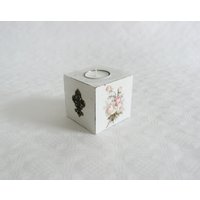 Teelichthalter Kerzenhalter Shabby Vintage Stil Rose Fleur De Lis Handarbeit von RetroWerkstatt