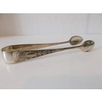 Antike 1900Er Verzierte Silber Zuckerzange Große Größe von Retromagination