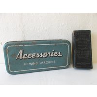Antike Hutmacherei Nähzubehör Aus Blechdose Und J&p Coates Box Vintage von Retromagination