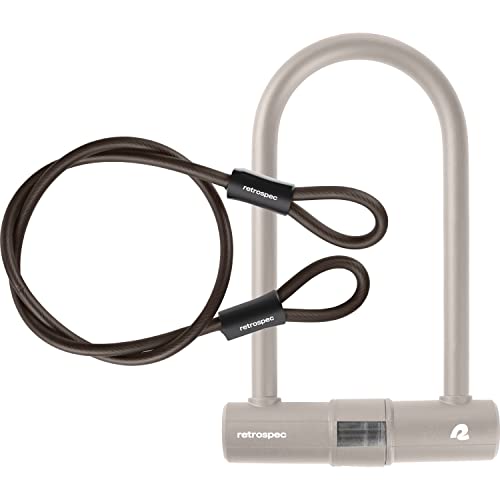 Retrospec Lookout Bügelschloss Fahrradschloss mit 1,2 m Sicherheitskabel, Robustes Diebstahlschutz-Fahrradschloss mit 14 mm Bügel, bruchfest und sicheres Anti-Rotations-Design von Retrospec