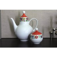 Farbenfrohes Mitterteich Set Kaffeekanne Und Zuckerdose 70Er Jahre West Germany von Retrospektiven