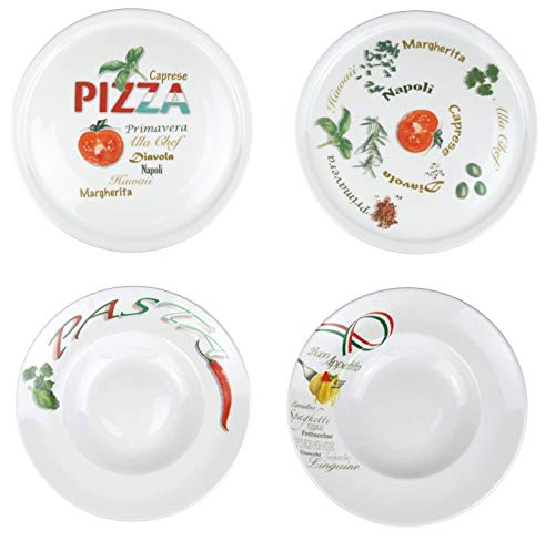 Retsch Arzberg '4er Set Pizza und Pasta' mit 2 Pizzateller und 2 Pastateller XXL Ø30cm (MIT Dekor) von Retsch Arzberg