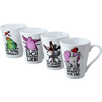 Retsch Arzberg Becher "Tierisch", (Set, 4 tlg.), mit 4 Dekore-Sprüchen, 4-teilig von Retsch Arzberg