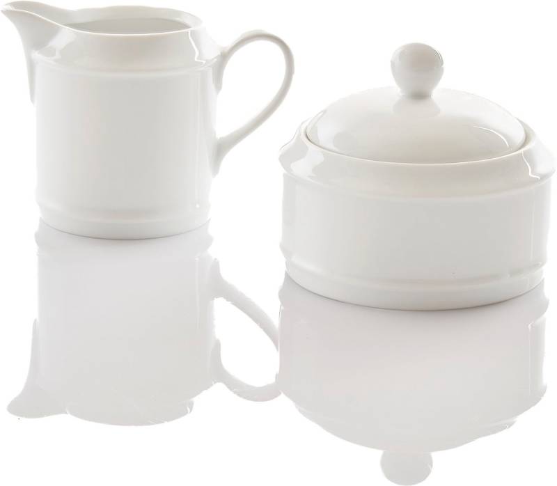 Retsch Arzberg Milch- und Zuckerset HEIKE WEISS, Geschirr-Set, 2-tlg. für Kaffee & Tee, Porzellan, rund (2-tlg), Porzellan, für Kaffee- und Teeliebhaber, edles Set aus Milchkännchen & Zuckerdose von Retsch Arzberg
