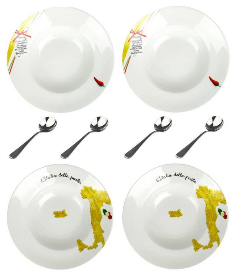 Retsch Arzberg Pastateller XL Ø 27 cm italienisches Design, (4 St), Inkl. Pastalöffel Spülmaschinengeeignet von Retsch Arzberg