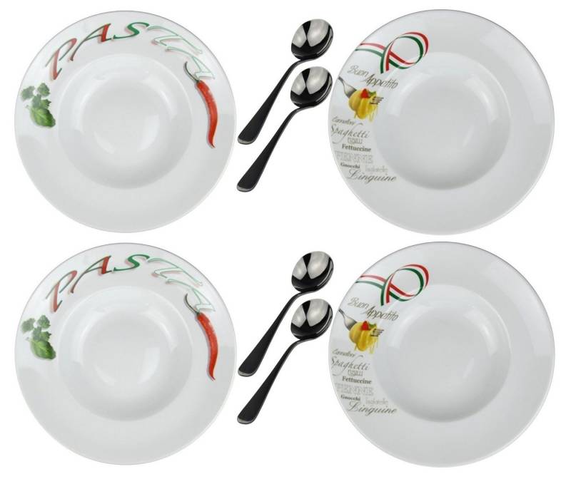 Retsch Arzberg Pastateller mit Dekor Ø 30cm inkl. Pastalöffel Set, (4 St), Spülmaschinengeeignet, Mikrowellengeeignet von Retsch Arzberg