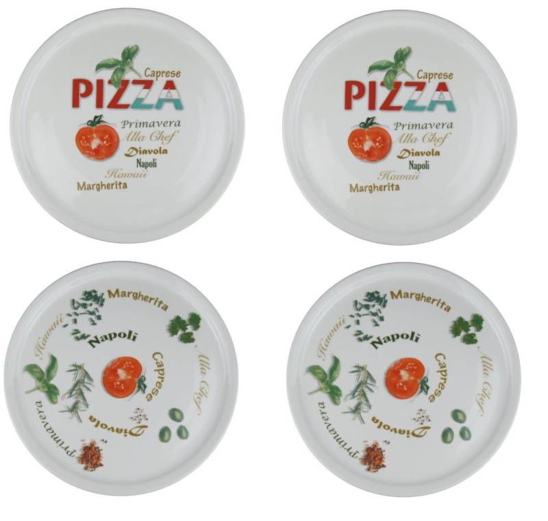 Retsch Arzberg Pizzateller Ø 30cm mit Dekor Porzellan Set, (4 St), pro Set 2 verschiedene Motive, spülmaschiengeeignet von Retsch Arzberg
