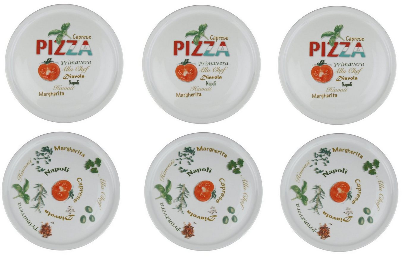 Retsch Arzberg Pizzateller Ø 30cm mit Dekor Porzellan Set, (6 St), pro Set 2 verschiedene Motive, spülmaschiengeeignet von Retsch Arzberg