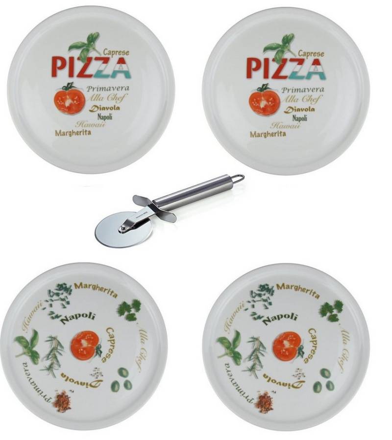 Retsch Arzberg Pizzateller Ø 30cm mit Dekor Set, (4 St), aus Porzellan spülmaschinengeeignet, pro Set 2 verschiedene Motive von Retsch Arzberg