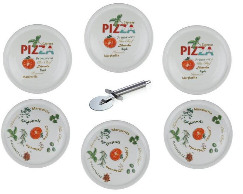 Retsch Arzberg Pizzateller Ø 30cm mit Dekor Set, (6 St), aus Porzellan spülmaschinengeeignet, pro Set 2 verschiedene Motive von Retsch Arzberg